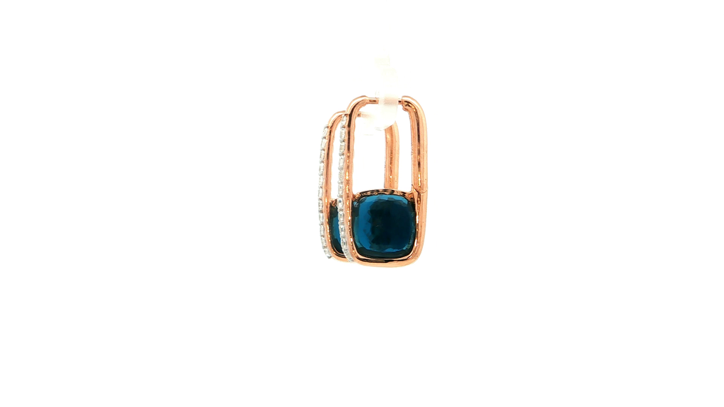 Rose Gold Plated Silver Dangle Earrings with Topaz & CZ Accents