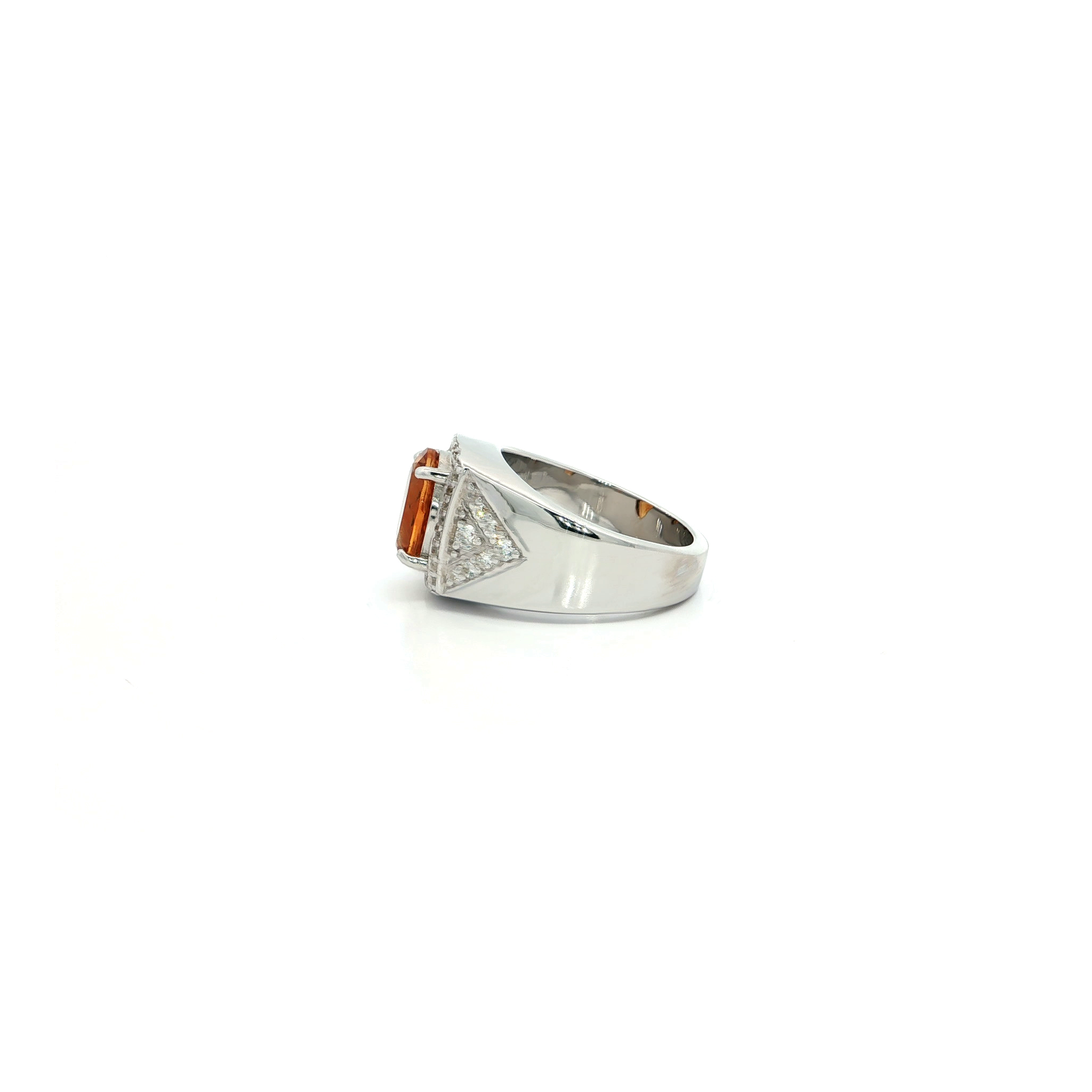 Citrine Cocktail Ring in White Gold Plated Silver