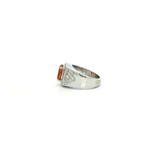 Citrine Cocktail Ring in White Gold Plated Silver
