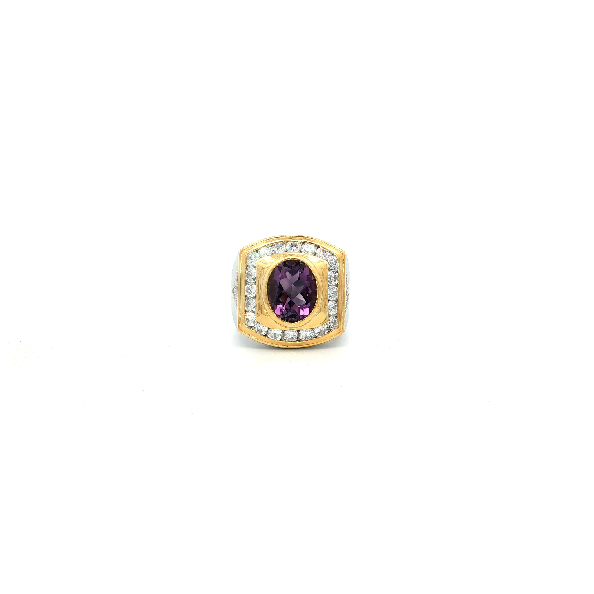 Sterling Silver Signet Ring with Oval Cut Amethyst