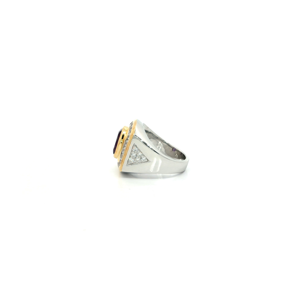 Sterling Silver Signet Ring with Oval Cut Amethyst