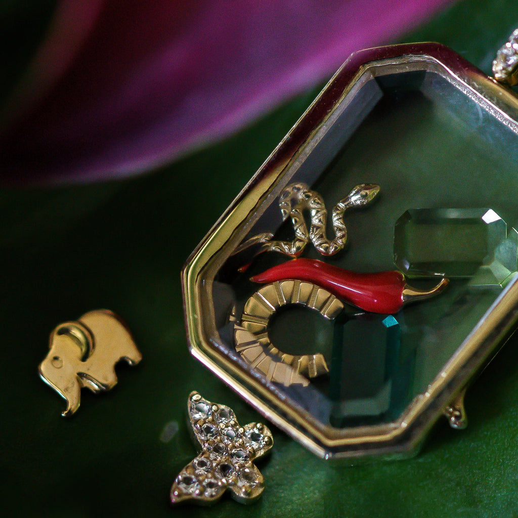 Solid Gold Glass Charm Locket