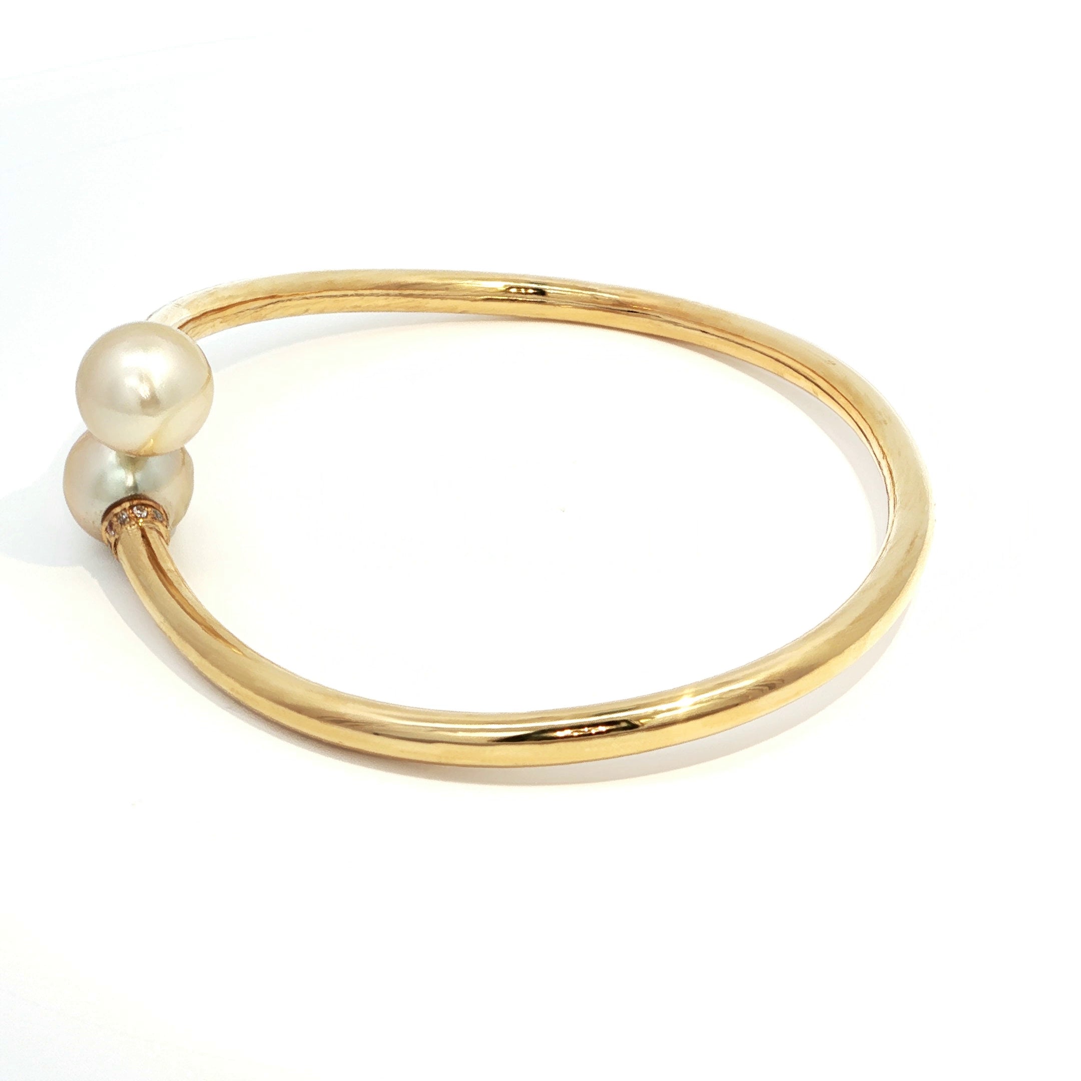 925 Sterling Silver Cuff Bracelet with Round South Sea Pearl Accents