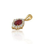 Amora – Ruby & Diamond Halo Pendant in Gold