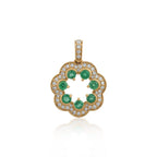 Florentina – Gold Emerald & Diamond Floral Pendant With Chain