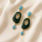 Riverstone Green Onyx & Turquoise Drop Earrings