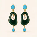 Riverstone Green Onyx & Turquoise Drop Earrings