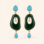 Riverstone Green Onyx & Turquoise Drop Earrings