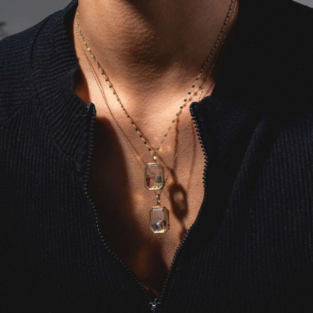 Solid Gold Glass Charm Locket
