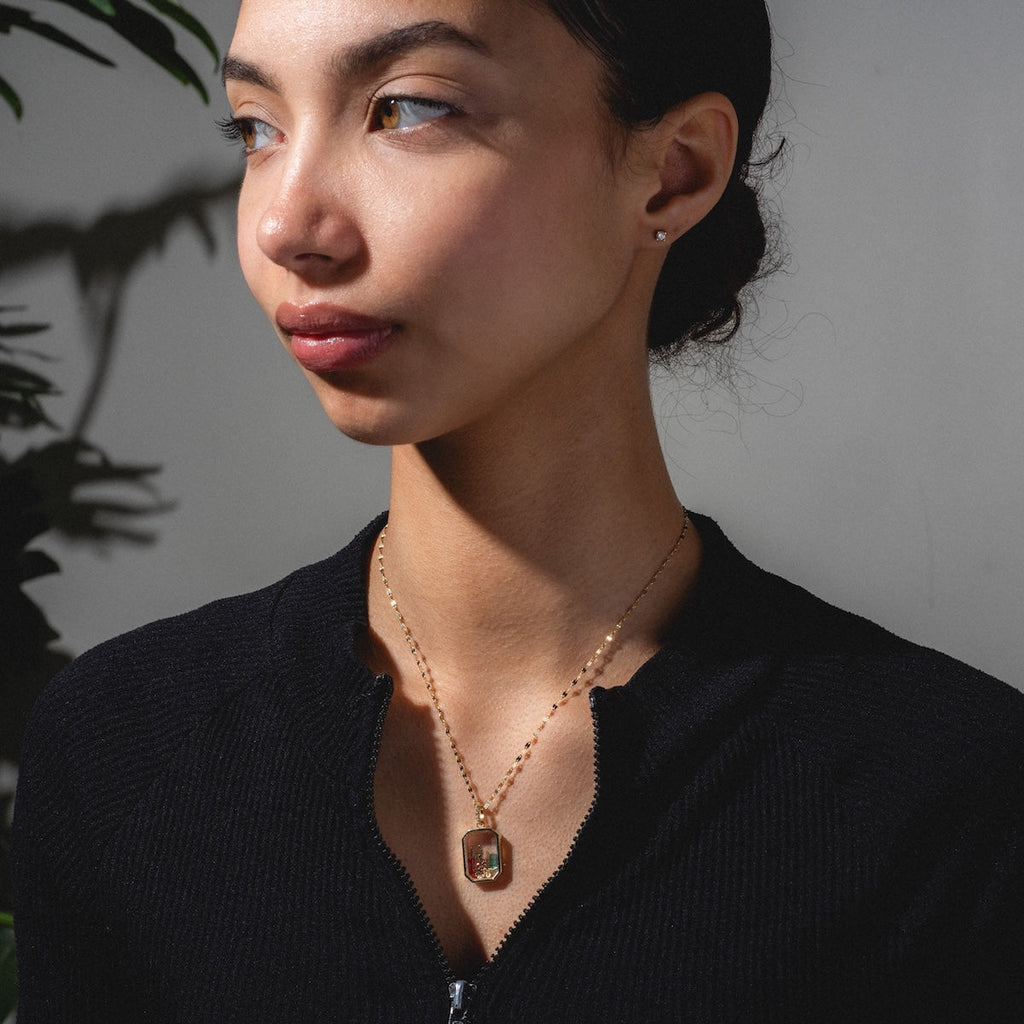 Solid Gold Glass Charm Locket