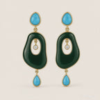 Riverstone Green Onyx & Turquoise Drop Earrings